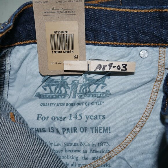 Levis 559 Men's Size 52x32 Jeans Relaxed Fit Straight Leg Dark Wash Denim NWT - Picture 10 of 11
